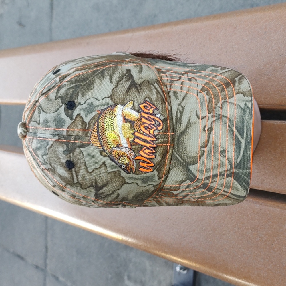 Walleye Embroidered Camo Trucker Strap-on Fishing Hat Cap